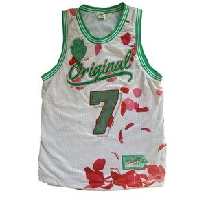 Original Fables White and Green Original Sin Jersey with Red Petals Size Small